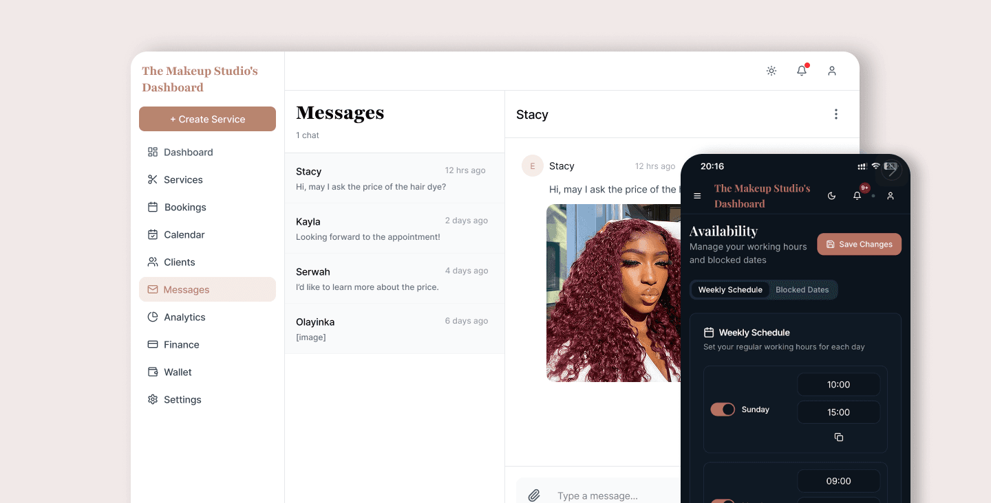 BeautynBrushes desktop and mobile messaging preview